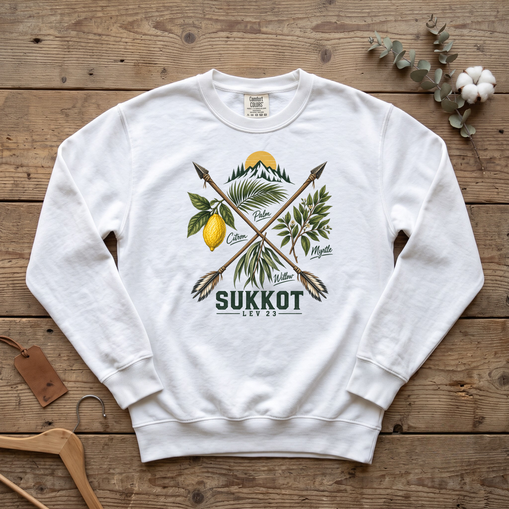 Sukkot Four Species Sweatshirt | Biblical Feast Day Outdoor Crewneck | Arba Minim Lev 23