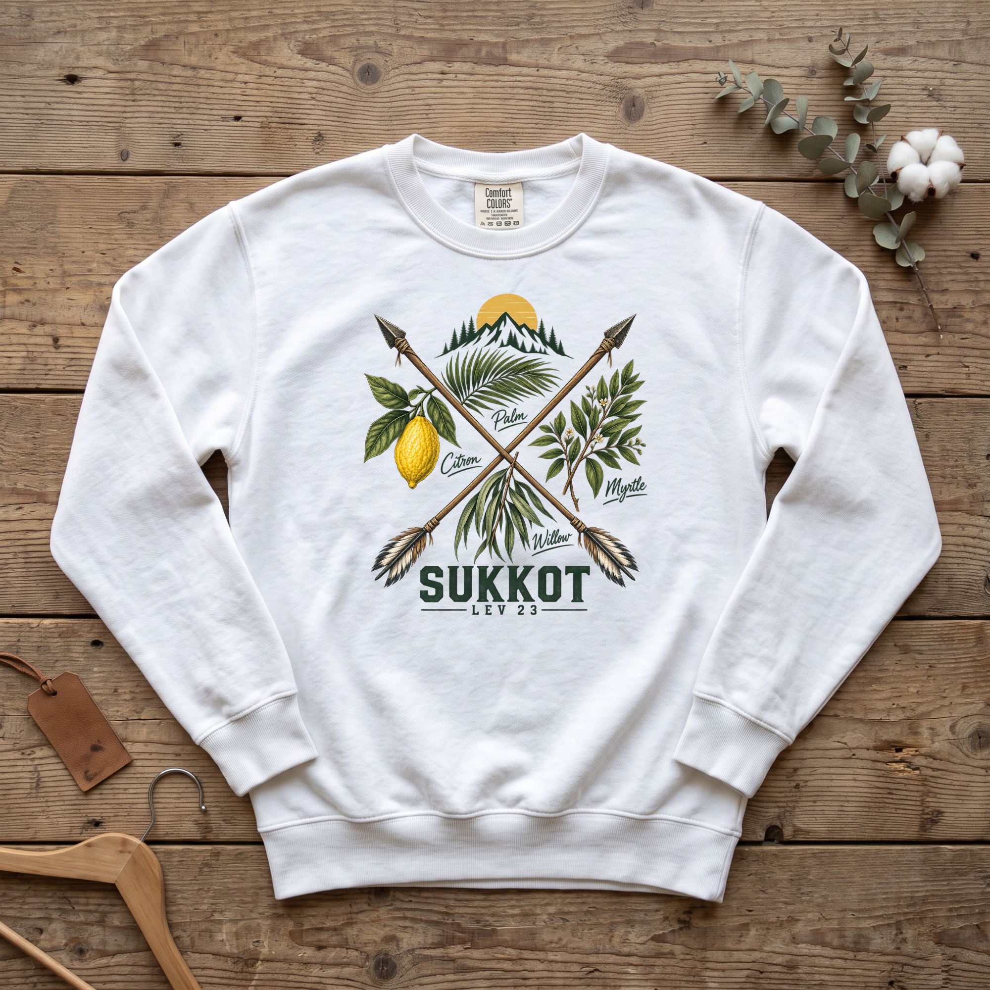 Sukkot Four Species Sweatshirt | Biblical Feast Day Outdoor Crewneck | Arba Minim Lev 23