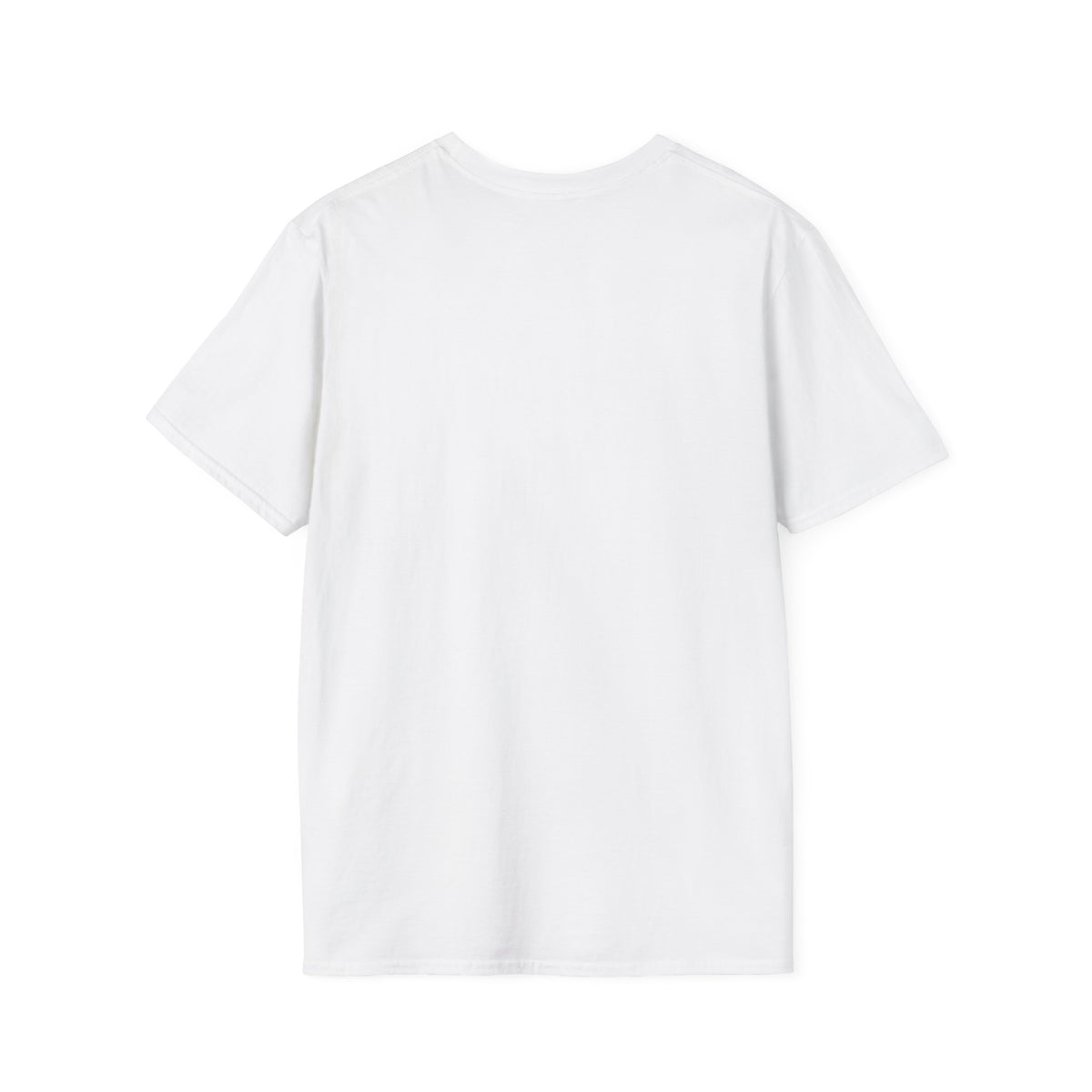 Back view of a plain white t-shirt